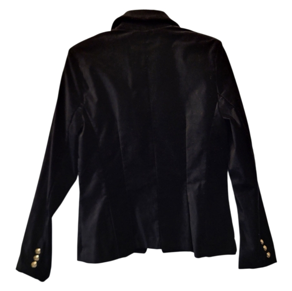 Aqua Capsule Black Velvet Blazer with Gold Buttons Structured Shoulders - Size L - Picture 2 of 5